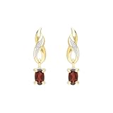 Ivy Gems 9ct Yellow Gold Garnet and Diamond Twist Drop Earrings