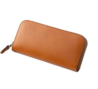 HEDGE 牛革本来の表情そのままに 染料染めラウンド長財布(ブラウン) 兵庫県たつの市産牛革使用