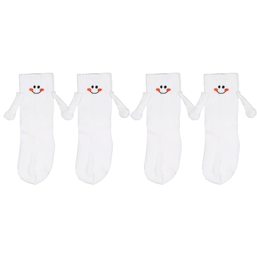2 Pares Calcetines de Mano para Niños, Divertidos Calcetines Magnéticos Tubo Medio Cara Sonriente Calcetines Locos A Juego Amistad Regalo Cumpleaños para Niños Niños Pequeños (1-3T)