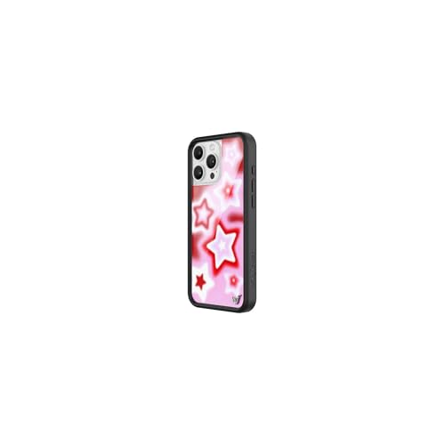 Image of Wildflower Cases - Compatible with iPhone 16 Pro Max | Protective Black Bumper, 6.5ft Drop Test Certified, Women Owned Small Business | Red Pink White Space Aesthetic Cute Trendy | Red Dream Star