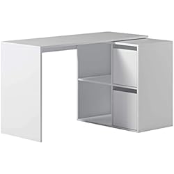 Habitdesign Mesa Escritorio, Mesa despacho Reversible, Mesa multiposición, Estudio, Modelo Adapta, Acabado en Blanco Artik