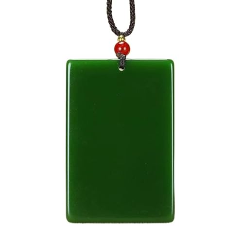 Natural Green Jade Rectangular Smooth Necklace Pendant Women Men Genuine Hetian Jades Stone Charms Amulet Gifts for Ladies