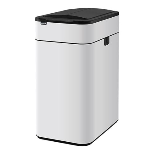 MYUYEE Cubo de Basura automático de Acero Inoxidable con Tapa para Cocina 9/15/30/50/60 l Moderno e Inteligente para Uso doméstico y Comercial.,Blanco-50L