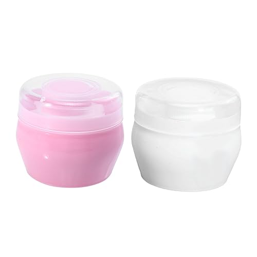 TOYANDONA Körperpuderdose Satz Mit Weicher Wollpuderquaste Leerer Talkumpuderbehälter Zarter Puderstreuer Für Babypflege Und Reisen Hautfreundlich Weiß Rosa