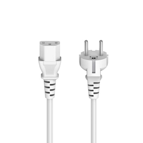 Câble alimentation 5m IEC C13 blanc pour brancher un écran éloigné