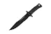 Muela Cuchillo Mirage MIRAGE-18N hoja de acero MoVa de 18 cm con recubrimiento antifricción PTFE y puño de goma para Caza, Pesca, Supervivencia y Bushcraft + Portabotellas de regalo