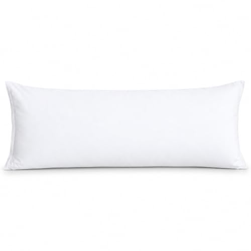 Body Pillow Cover 20x60 Body Pillow Case 100% Soft Egyptian Cotton 1Pc Body Pillow Cover Premium 500 Thread Count Body Pillowcase Zipper Closure - White Solid, Body 20x60 Inch
