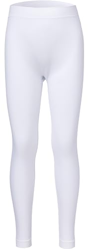 Ladeheid Leggins Térmicos para Invierno Calzonzillos Pantalón Térmico para Niños Mallas Deportivas Leggings Sin Costuras Snowboard Esquís LA40-259 (Blanco, 122-128)