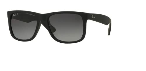 Ray-Ban RB4165 JUSTIN 622/T3 55MM Black Rubber/Plastic lens Polarized Grey Gradient Square Sunglasses For Men +BUNDLE with ACCESSORY EYEWEAR KIT