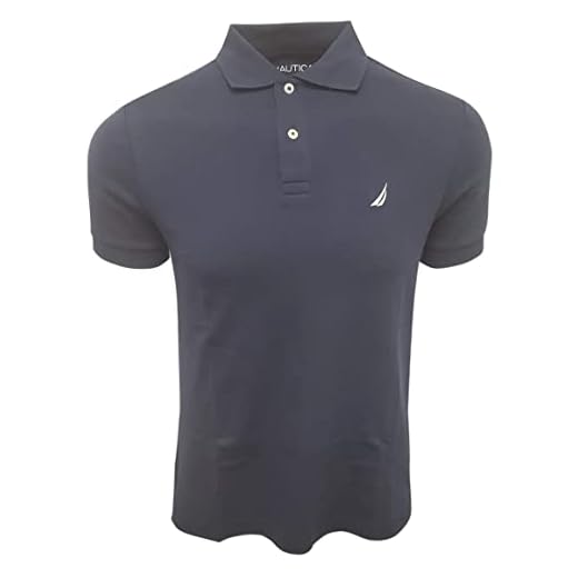 Nautica Camisa Polo Masculina Slim Fit Manga Curta Sólida Algodão Macio, Azul marino, GG