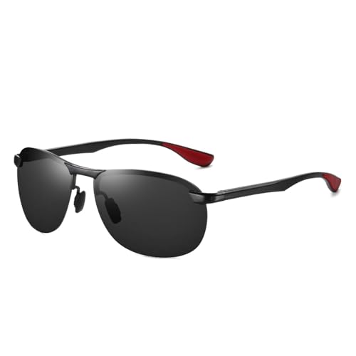 TOIPASTN Gafas de sol fotocromáticas sin montura para hombre, polarizadas (lente negro-gris)