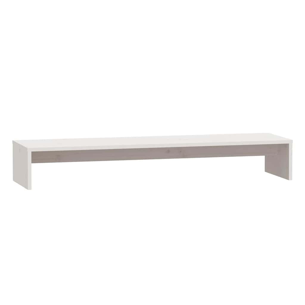 Support moniteur blanc 100 x 27 x 15 cm bois massif pin
