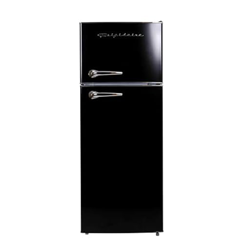 Frigidaire EFR786 Retro Apartment Size Refrigerator with Top Freezer – 2 Door Fridge with 7.5 Cu Ft of Storage Capacity, Adjustable Spill-Proof Shelves, Door & Crisper Bins, Black