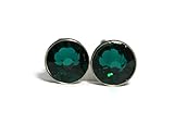 Salish Sea Inspirations Handmade Tiny 4mm Crystal and Titanium Hypoallergenic Stud Earrings (Deep Green)