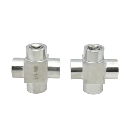 Conector cruz 4 vías HHHH de acero inoxidable 304 con rosca hembra BSPP 3/4 para tuberías 4