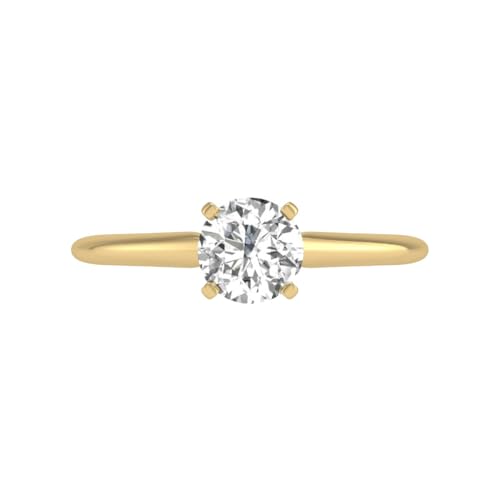 0.50 to 3 Carat Lab Grown 4 or 6 Prong Solitaire Round Cut Diamond Engagement Ring For Women in 14K Gold- E-F Color, VS1-VS2 Clarity