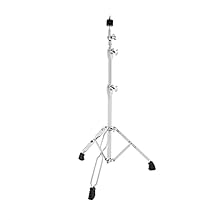 Heavy Duty Cymbal Stand with Dual Telescopic Pole Robust Chromed Steel Construction Non-Slip Rubber Feet Felts and Wingnut Included