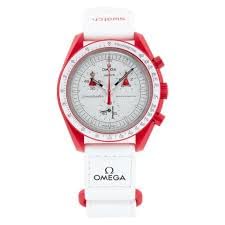 Swatch Omega x Moon Mission to Mars Speedmaster Red and White - New, Modern, white and red, Modern