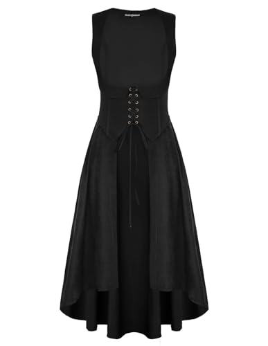 Scarlet Darkness Women Halloween Witchy Cosplay Overdress Medieval Renaissance Dress Costume Black M