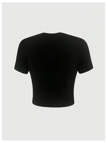 Verdusa Women's Graphic Gothic Tops Vintage Baby Tee Goth Summer Crew Neck Crop Top2