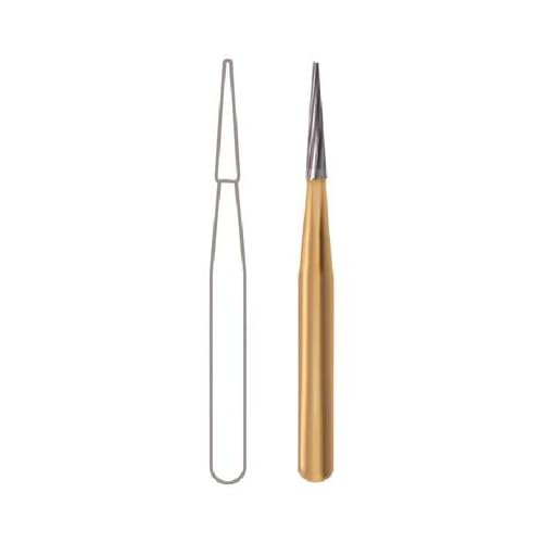 Dentsply 389902 Midwest Trimming and Finishing Carbide Bur, Taper-T-Series, Friction Grip, 1.2 mm Diameter, 5.1 mm Length (Pack of 10)