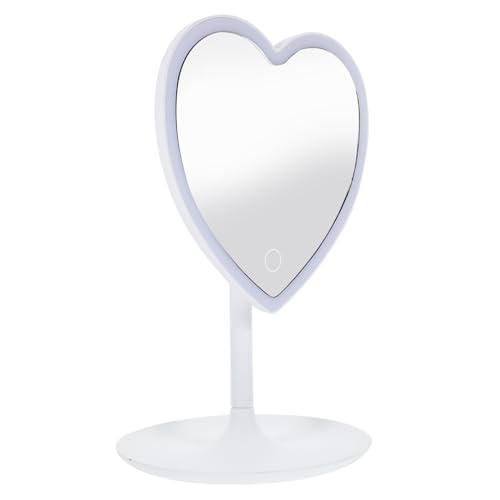 Miroir maquillage led cœur miroir cosmétique éclairé compact de table - 2