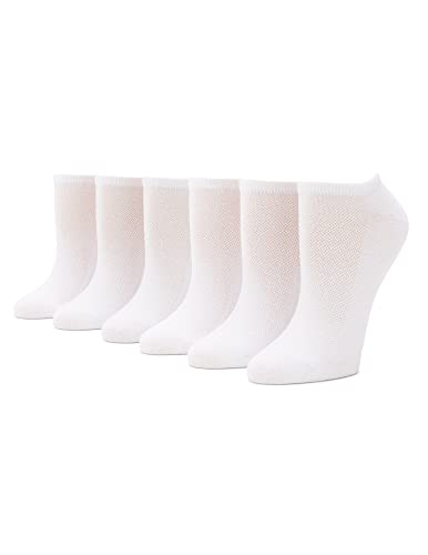 HUE Women's Sport Mesh Top No Show Sock 6 Pair Pack