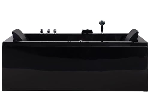 Baignoire d'Angle Gauche Balnéo Noire Rectangulaire 2 places avec Leds Varadero