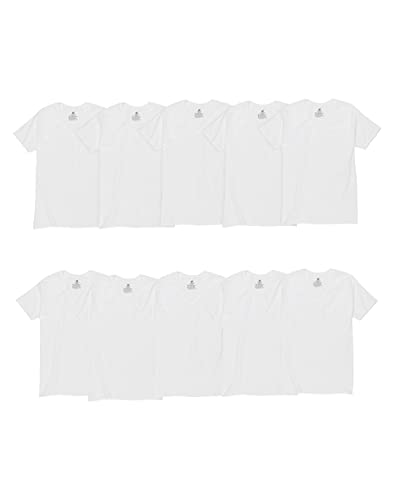 Hanes Men's White V-Neck T-Shirt Super Value 10-Pack, Best Cotton Undershirts, Stay-Tucked T-Shirts