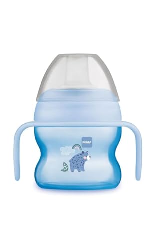 MAM Tasse de démarrage avec poignées antidérapantes et bec, 4 mois 150 ml, bleu clair