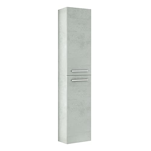 ARKITMOBEL Columna de Baño Suspendida 2 Puertas y 2 Estantes, 150x30x25 (AltoxAnchoxFondo -en cm), Color Cemento, Modelo Athena