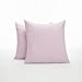 Deconovo Fundas Cojines, Salón, Cama, Sofa, Hotel, Dormitorio, Habitacion, con Diseno Moderno, Cremallera Invisible, Compuesto de Lino Efecto, Color Sólido, Cómodo, 60 x 60 cm, Rosa Claro, 2 Piezas