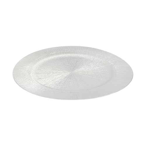 Platos cargadores redondos 13'' pack 100 plata miniatura 6