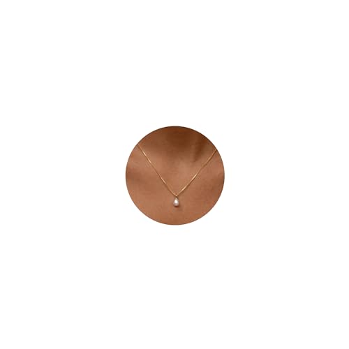 AFSITNIG Gold Pearl Necklaces for Women Trendy, 14K Gold Plated Dainty Necklace Simple Single Pearl Pendant Necklaces for Women Wedding Birthday Jewelry Gifts