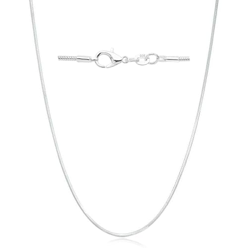 Mieoyue - Mieoyue Sterling Silver Chain Necklace for Women Multiple Lengths 16-24 Inches S925 Fine Jewellery (Round Snake 1mm, 18Inch) - -15%