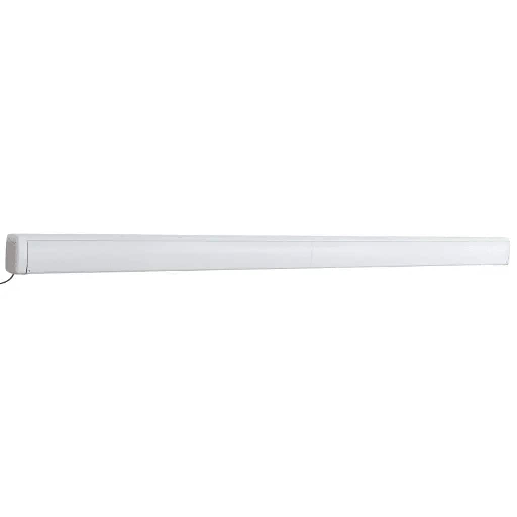Zmotoryzowana kaseta ning 450 x 300 cm niebiesko-biała chowana na zewnątrz e z aluminiową i poliestrową tkaniną łatwy montaż ścienny instalacja w ochronie przed promieniowaniem UV