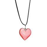 Hameadner Collana Uomo Donna Gioielli Ciondolo Pendente Necklace Collana da Donna con Ciondolo A Cuore E Catena Girocollo con Cordino Regolabile T3,5 Cm