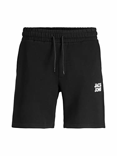JACK & JONES Pantalones Cortos de Sudadera Bermuda Ajuste cómodo hasta la Rodilla con Bolsillos Laterales, Color:Negro, Talla:M