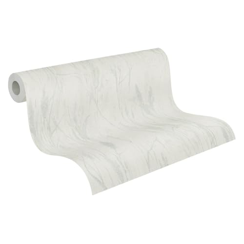 Papel pintado floral Profhome textura premium no tejido gris blanco-grisáceo 3