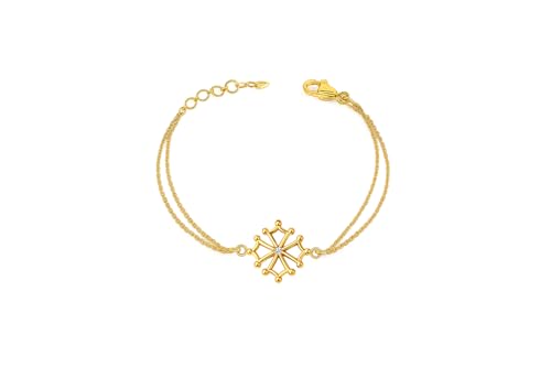 Bracelet croix occitane anti-ternissement en or 18k et zircon