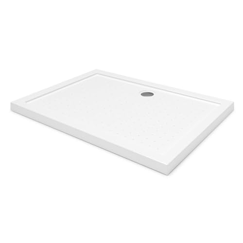 Aquamarin® Piatto Doccia - 110 x 80 cm, in Acrilico, Rialzato, Rettangolare, Antiscivolo, Resistente ai Graffi, Max 250kg, Bianco Lucido - Piano Doccia, Slim, Bordato, da Bagno