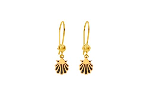 Boucles d'oreilles Chemin de Saint-Jacques or et émail noir cadeau idéal