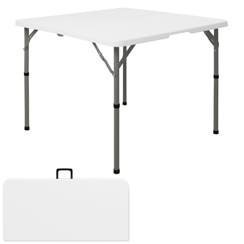 34' Square Folding Table,Multi-Functional Portable Folding Card Table with Carrying Handle for...