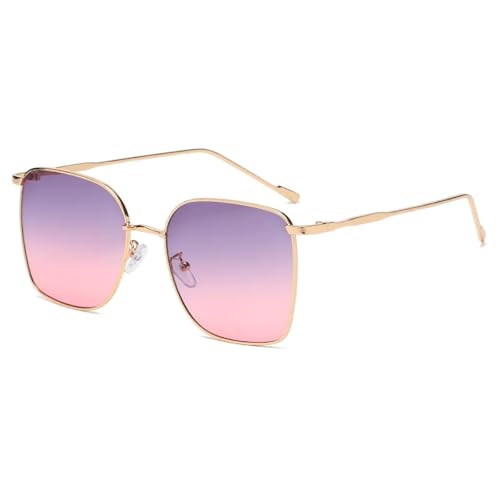 Lunettes de soleil pour femmes style vintage rétro de luxe en métal grand format protection UV400
