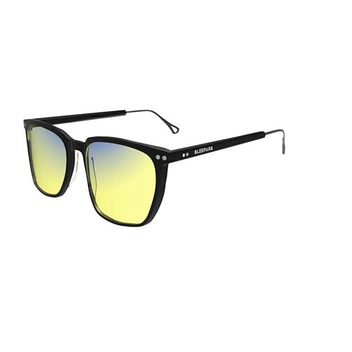 Image of Solstice Day Active Yellow Tint Square Glasses | Blue Light Filter Eyewear for Banking & Finance Professionals | Square Frame for BFSI, Excel & Long Spreadsheet Work (Jet Black)