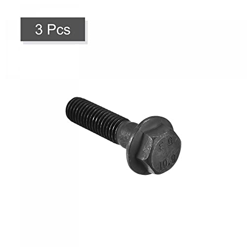 Image of uxcell Metric M10x40mm Hex Flange Bolts, 3pcs 10.9 Grade Carbon Steel Hexagon Head Screws