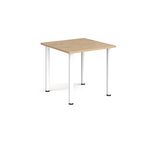 Image of Rectangular radial leg meeting table - white legs, Kendal Oak, 800