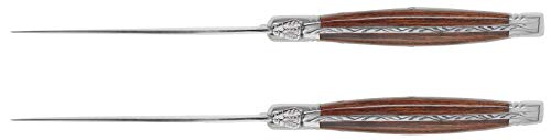 Trudeau Brown & Gray Set of 6 Laguiole Steak Knives with Pakkawood Handles, Stainless/Wood - Image 3
