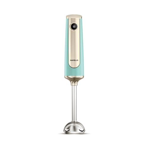 Havells CRAFT Hand Blender|50% Quieter Operation|Easy Blending with 300 Watt Power|Food Grade Material - SS304 Shaft and Blade|Ergonomic One Button Operation|2Yrs Manufacturer Warranty(Blue & Gold)
