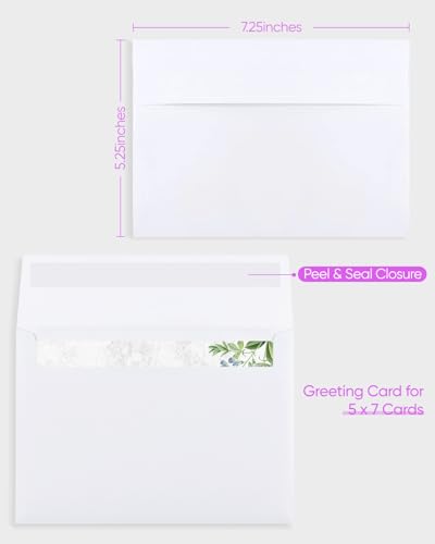 image for TICYACK 5x7 Envelopes 50 Packs, White Envelopes for Invitations,Great 